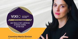Cosmina Maria Simion este nominalizată pentru premiul Best Regulatory Lawyer ce va fi acordat de VIXIO GamblingCompliance în cadrul Global Regulatory Awards 2023